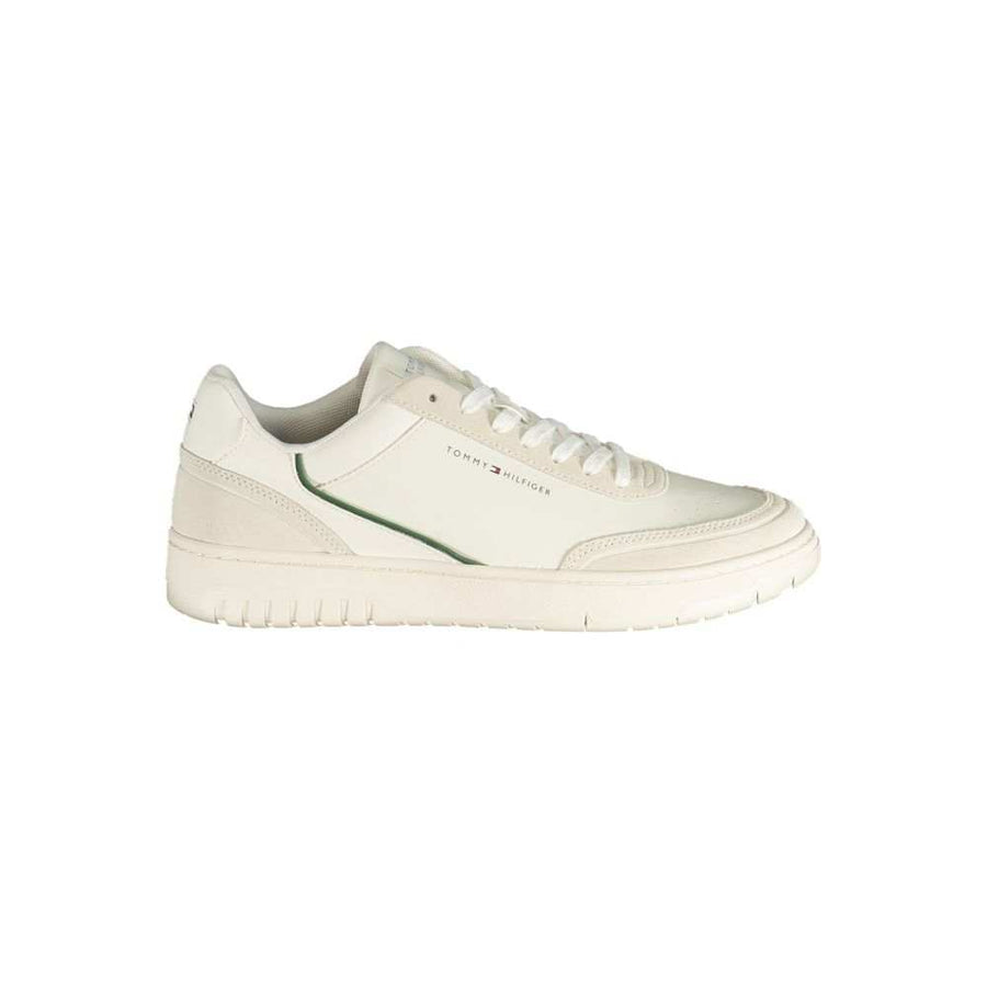 Tommy Hilfiger Herren-Sneaker aus weißem Polyurethan mit grünen Details