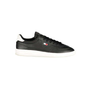 Tommy Hilfiger schwarze Sportschuhe aus Polyester mit weißem Akzent und Logo