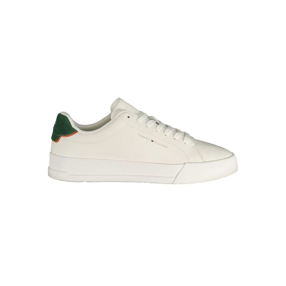 Weißer Tommy Hilfiger Herren-Sneaker mit grünen Details und herausnehmbarem Fußbett