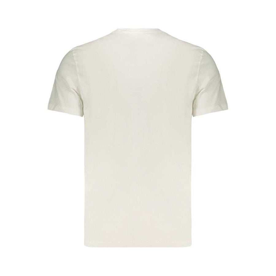 Calvin Klein weißes Herren-T-Shirt aus 100% Baumwolle mit Rundhalsausschnitt und Logo-Print