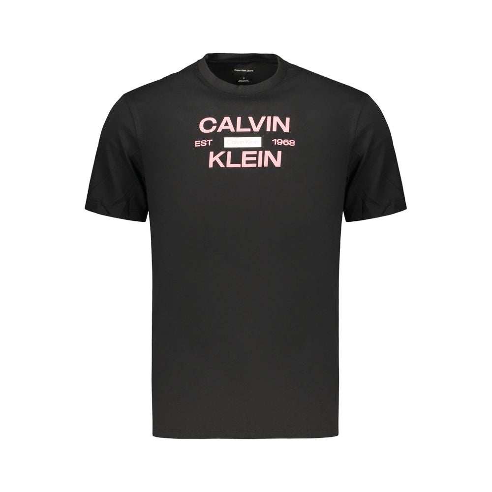 Calvin Klein schwarzes Baumwoll-T-Shirt für Herren mit geprägt Logo-Print und Rundhalsausschnitt