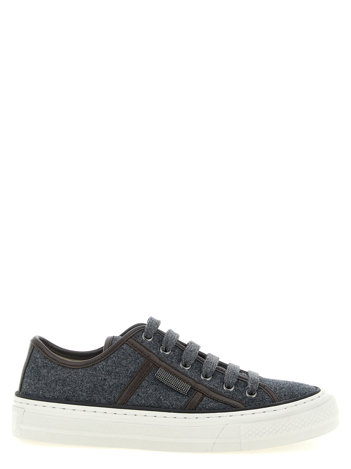 Brunello Cucinelli Grey Low-Top Sneakers in Pure Virgin Wool
