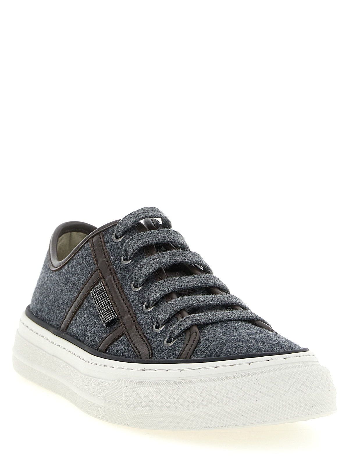 Brunello Cucinelli Grey Low-Top Sneakers in Pure Virgin Wool