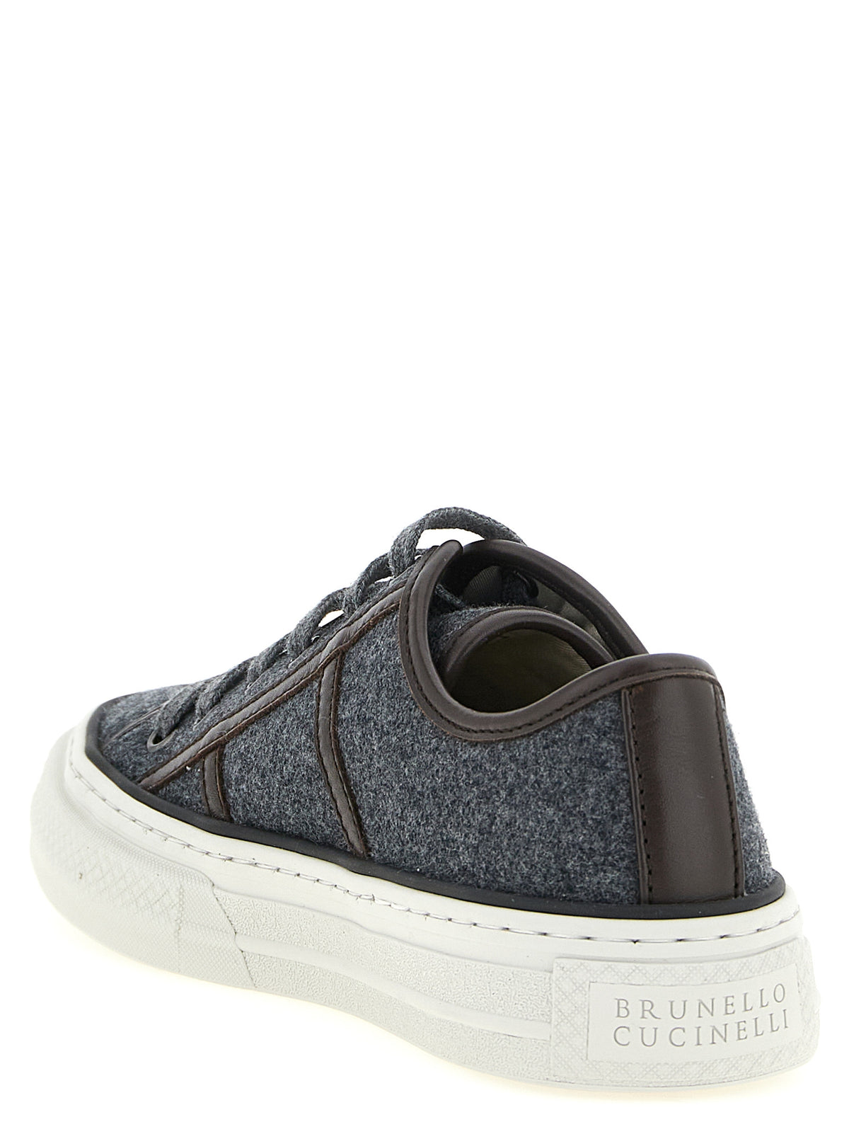 Brunello Cucinelli Grey Low-Top Sneakers in Pure Virgin Wool