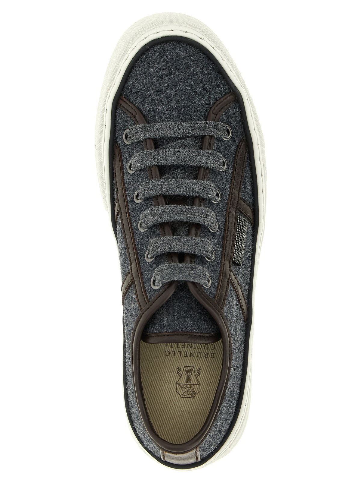 Brunello Cucinelli Grey Low-Top Sneakers in Pure Virgin Wool