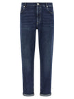 Brunello Cucinelli blaue Baumwolljeans im geraden Schnitt