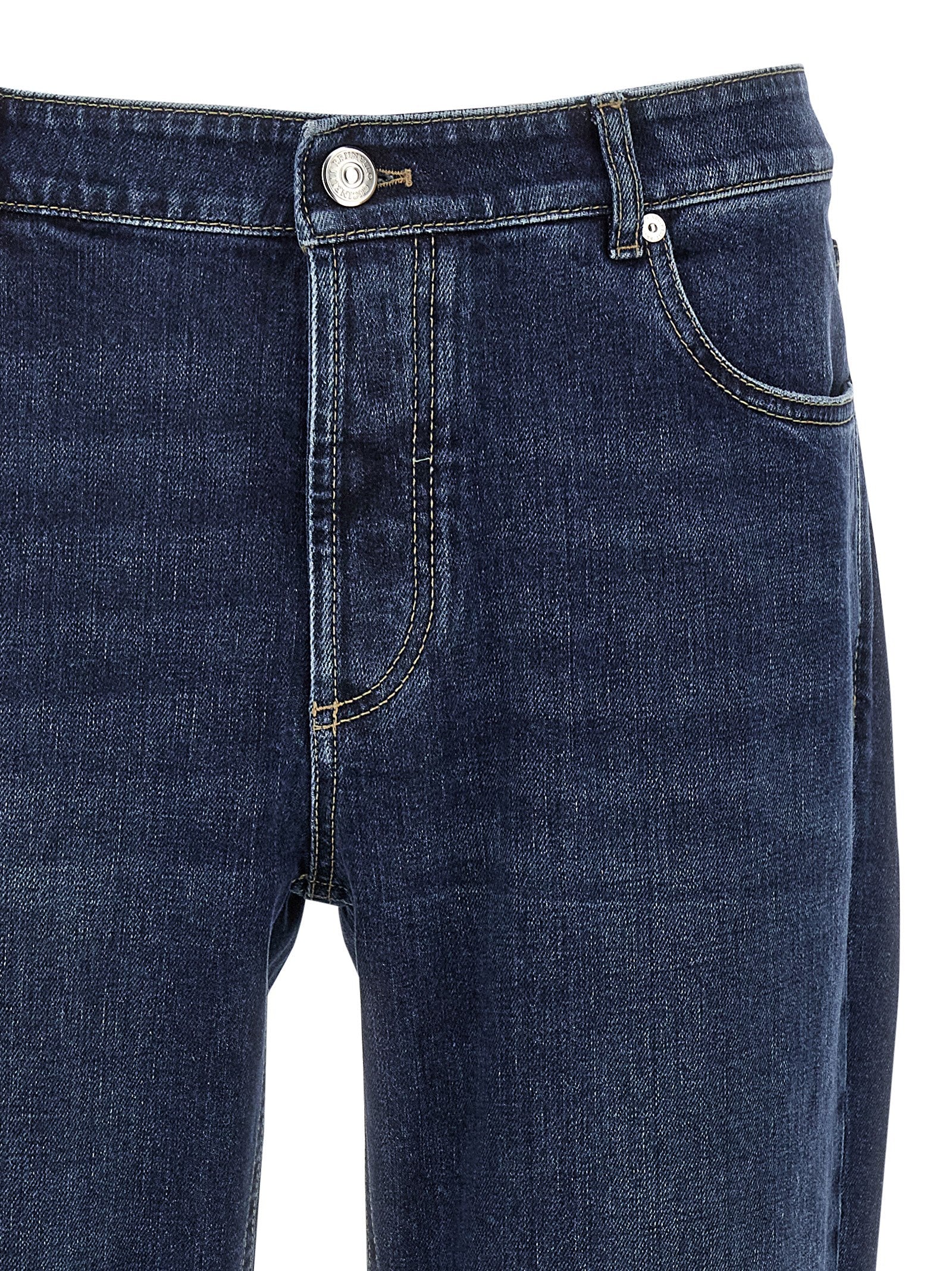 Brunello Cucinelli blaue Baumwolljeans im geraden Schnitt