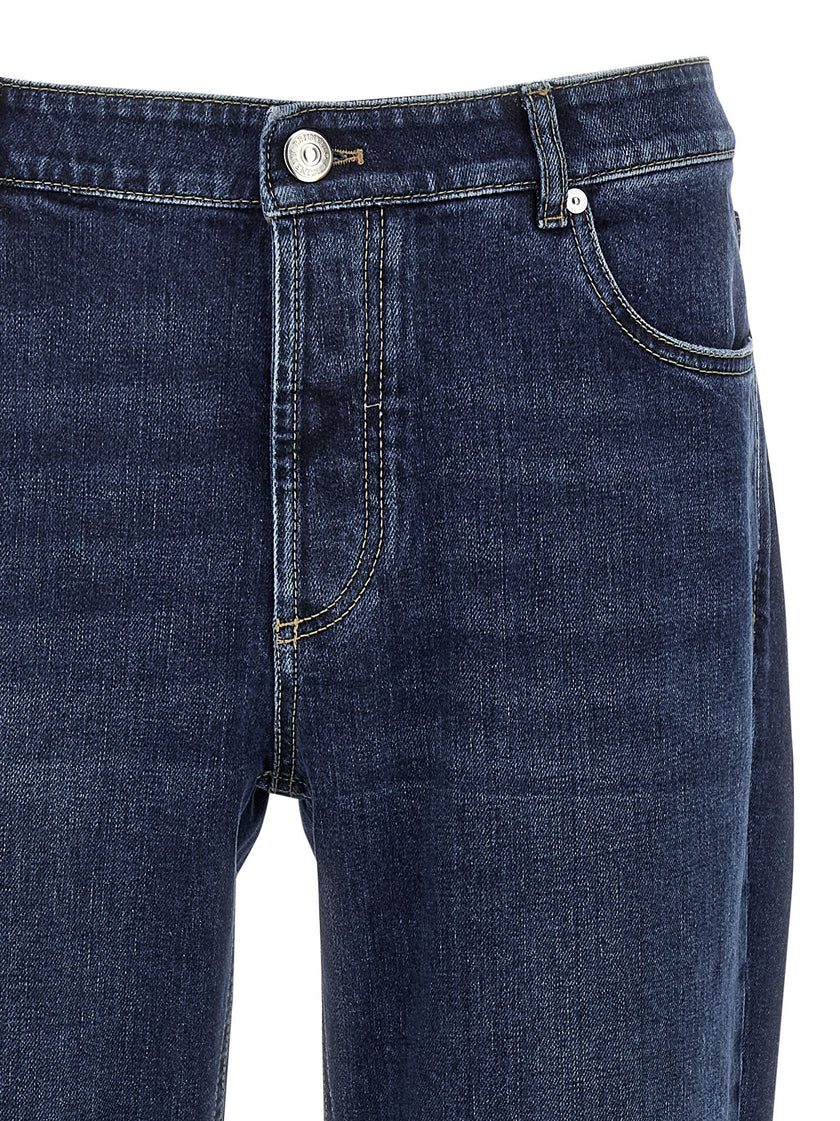 Brunello Cucinelli blaue Baumwolljeans im geraden Schnitt
