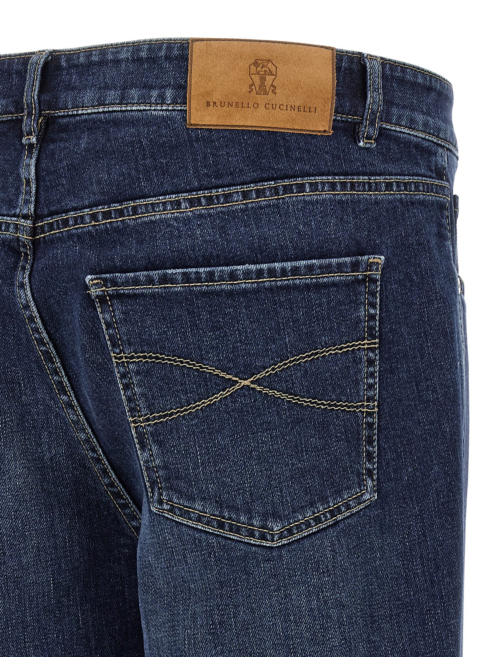 Brunello Cucinelli blaue Baumwolljeans im geraden Schnitt