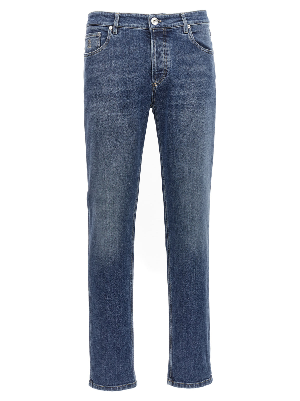 Brunello Cucinelli Blue Cotton Slim-Fit Jeans