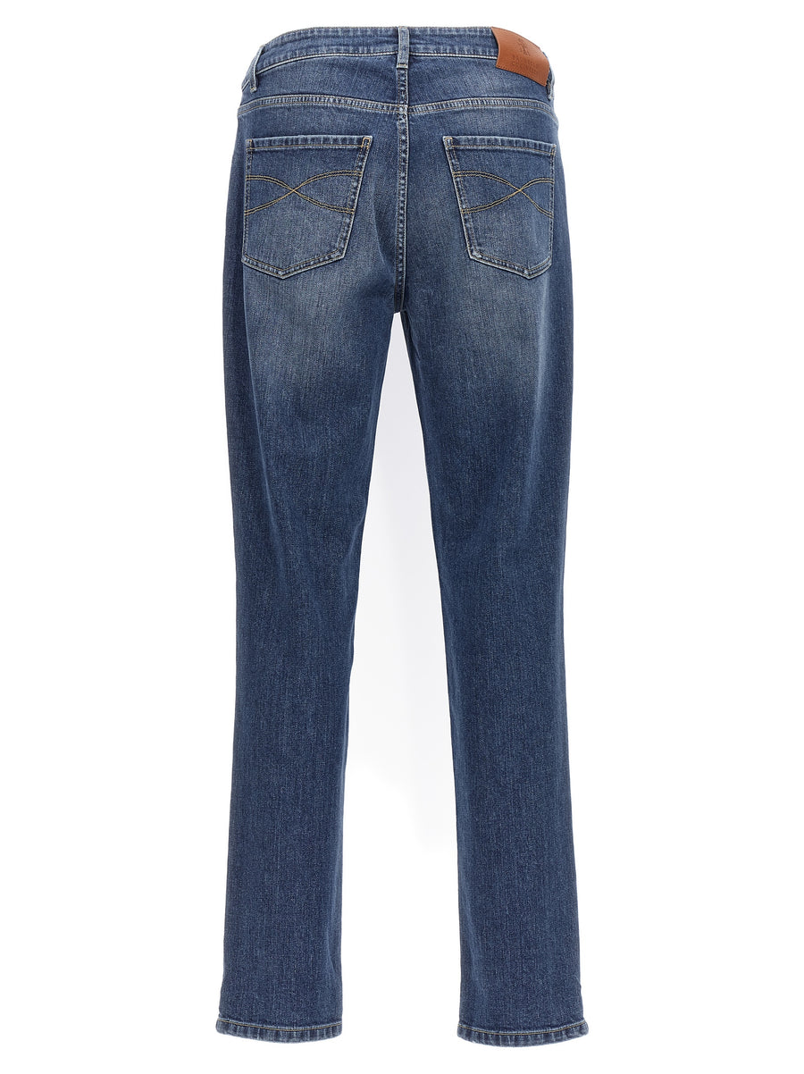 Brunello Cucinelli Blue Cotton Slim-Fit Jeans