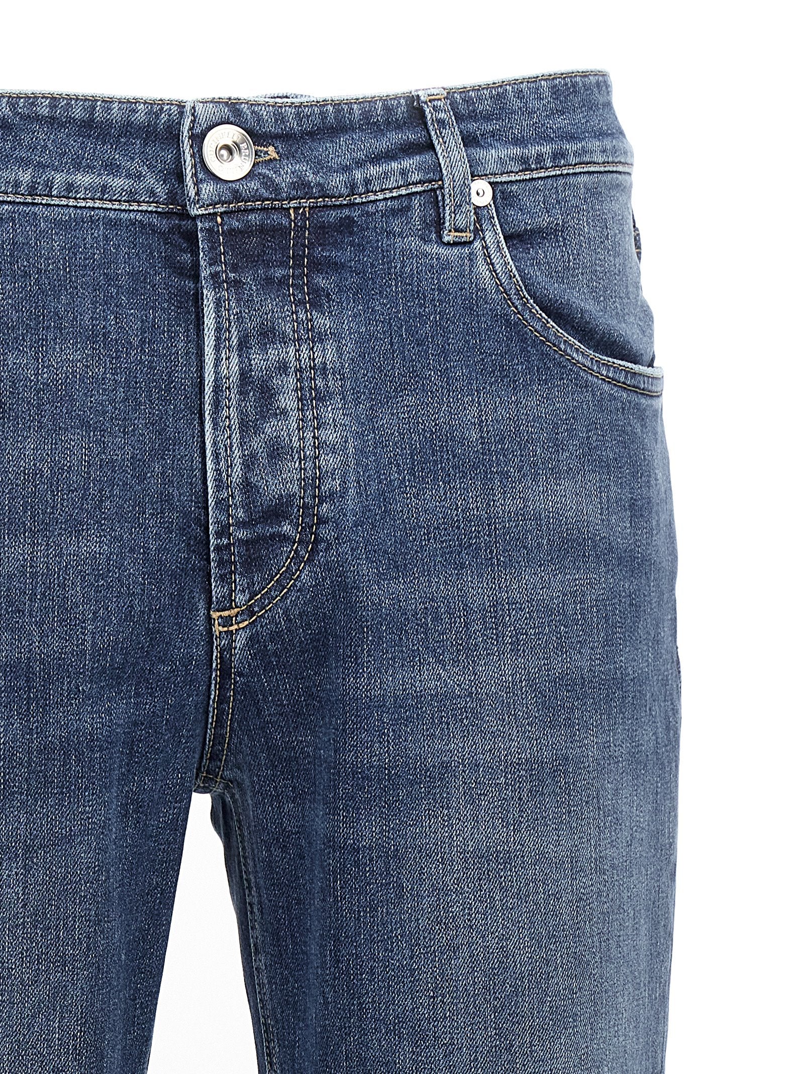 Brunello Cucinelli Slim Fit Jeans aus blauer Baumwolle