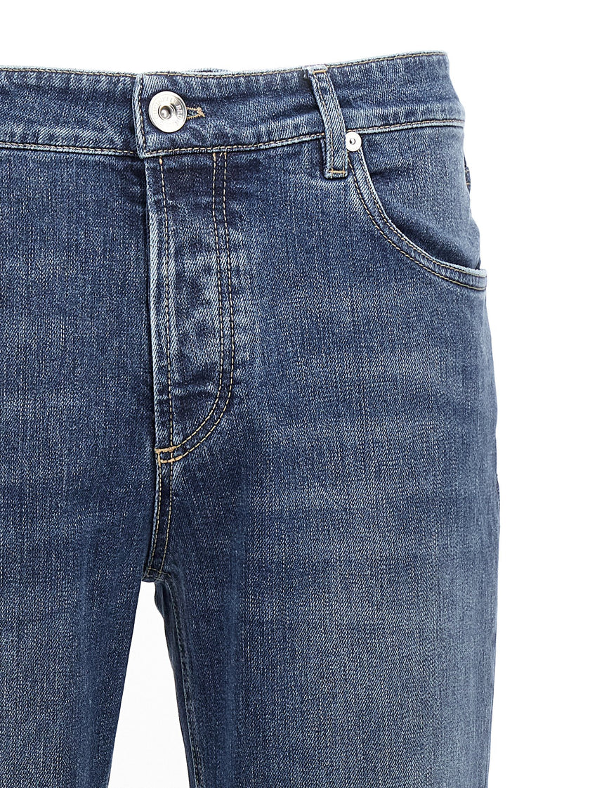 Brunello Cucinelli Slim Fit Jeans aus blauer Baumwolle
