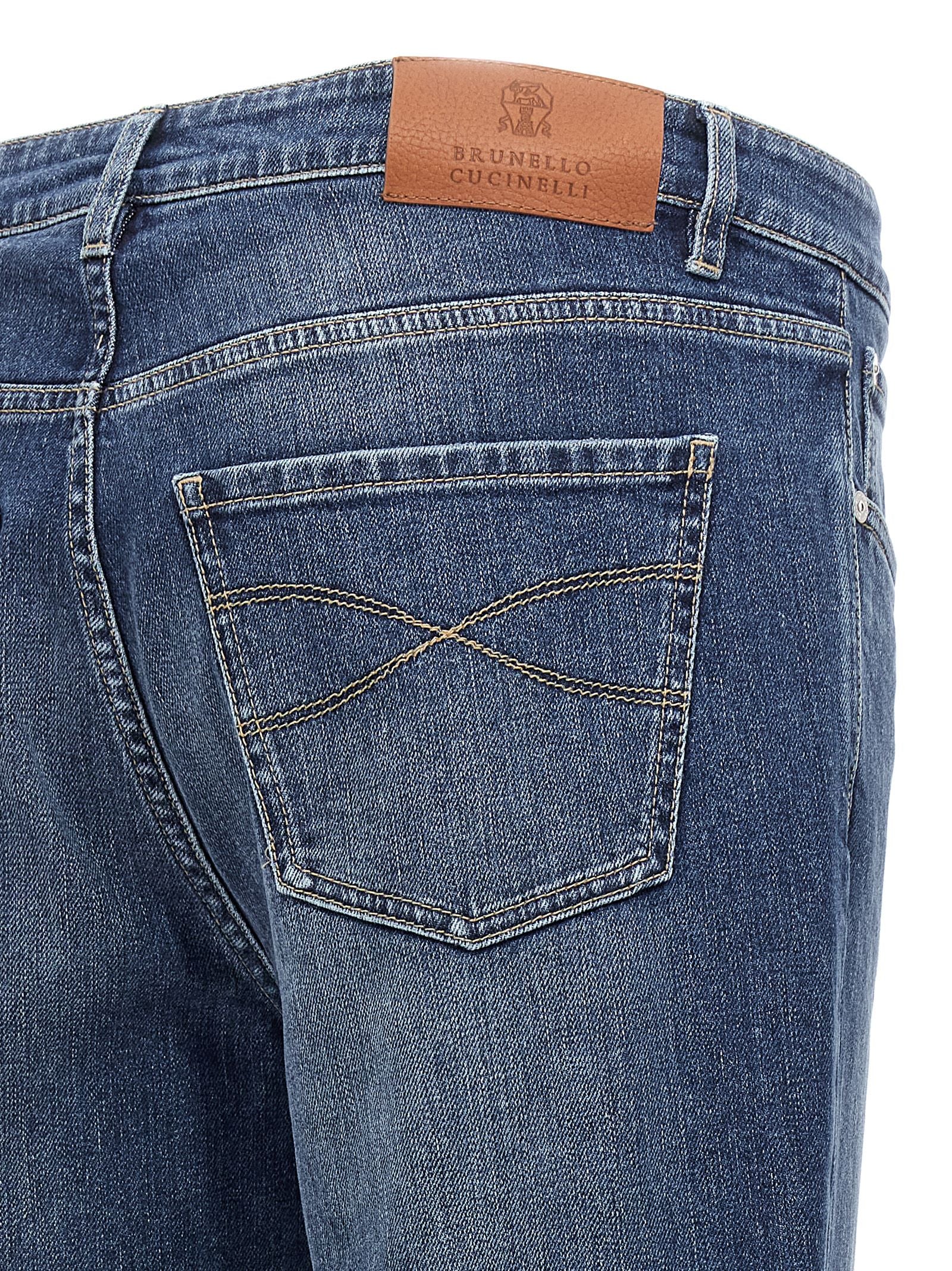 Brunello Cucinelli Slim Fit Jeans aus blauer Baumwolle