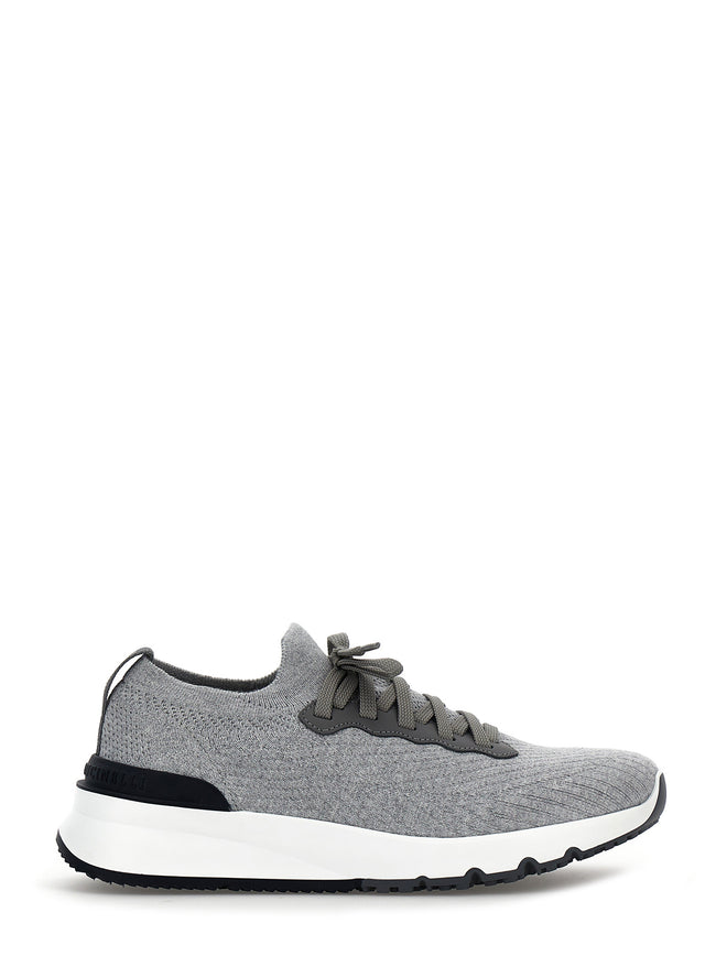 Brunello Cucinelli Graue Sneaker aus Baumwolle im Athletic-Stil