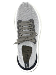 Brunello Cucinelli graue Sneaker aus Baumwolle im Athletic-Stil mit Kalbslederdetails