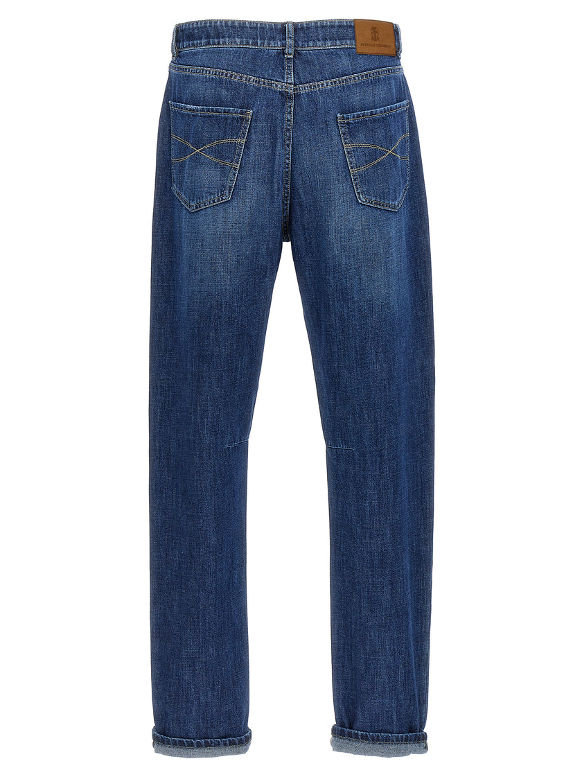 Brunello Cucinelli Relaxed Fit Jeans aus blauer Baumwolle