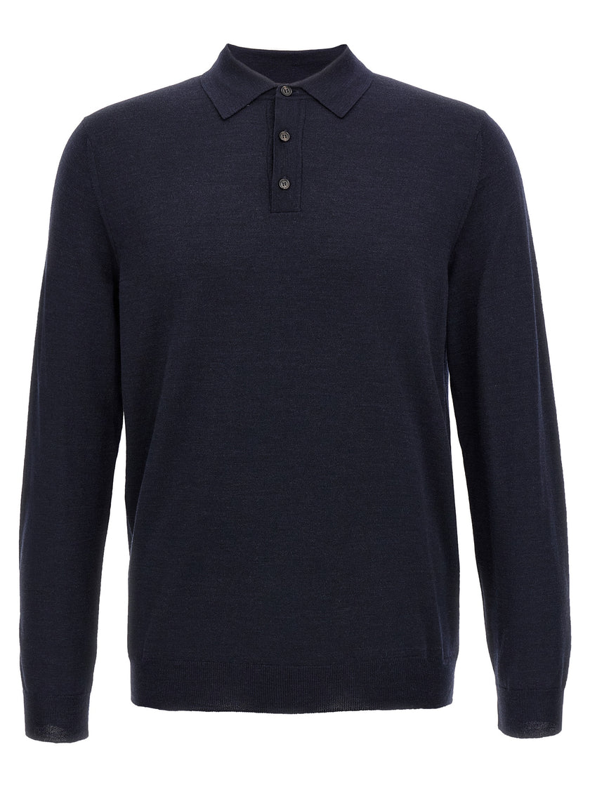 ZANONE Navyblue polo in pure virgin wool