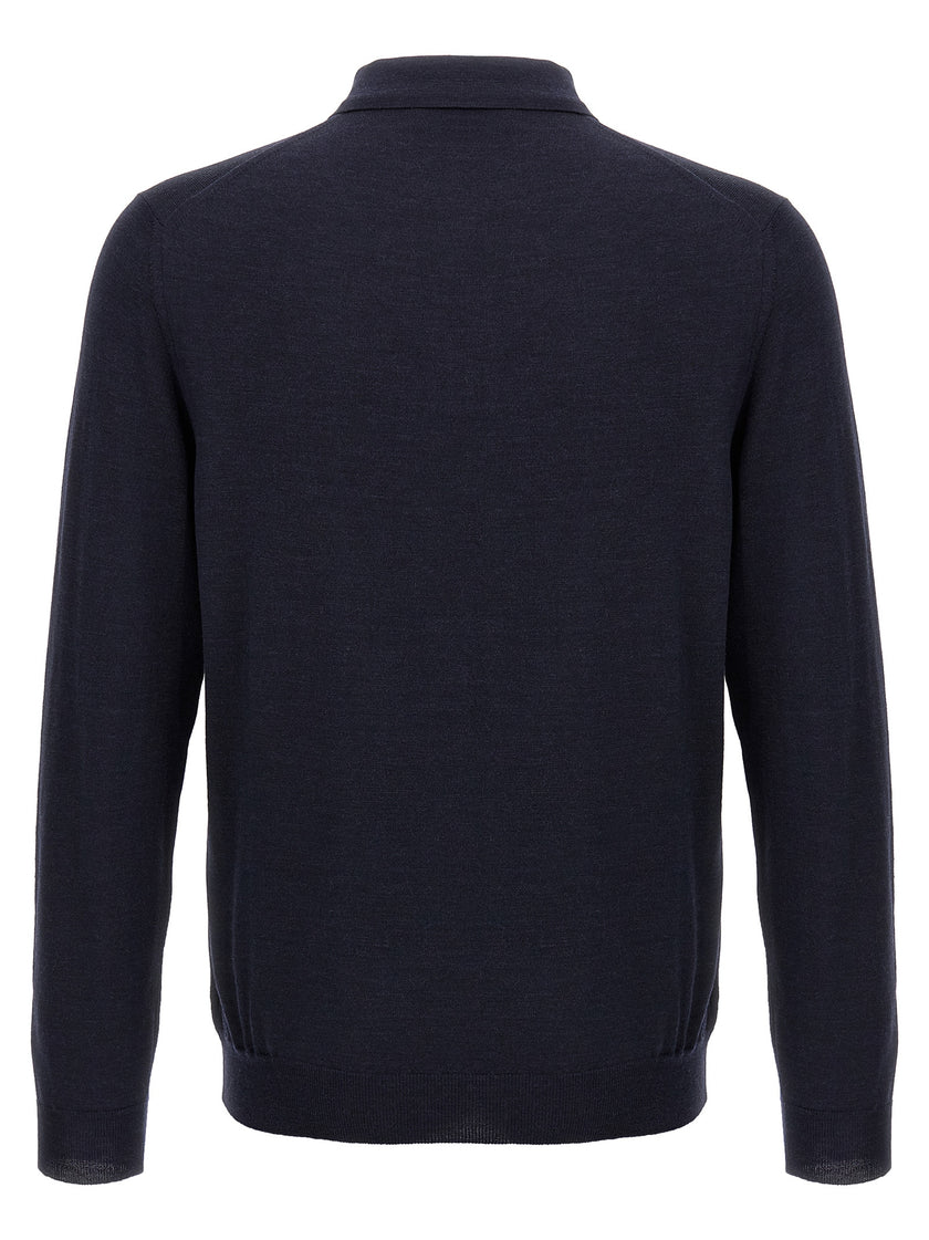 ZANONE Navyblue polo in pure virgin wool