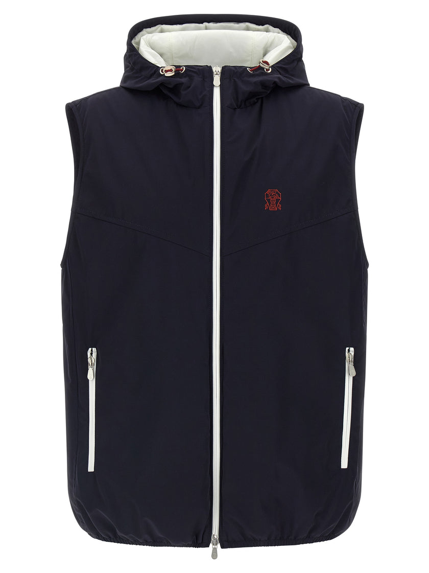 Brunello Cucinelli Blue Sleeveless Jacket in Polyamide
