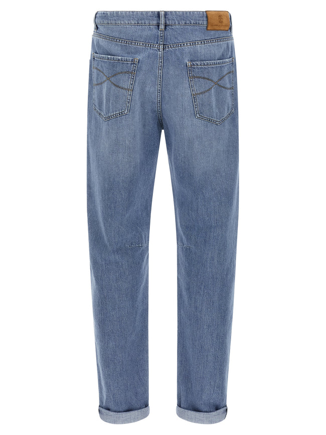 Brunello Cucinelli Straight-Leg-Jeans aus Baumwolle in Blau
