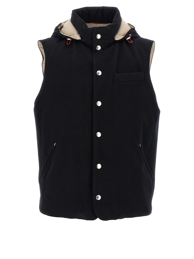 Brunello Cucinelli Sleeveless Black Wool Vest