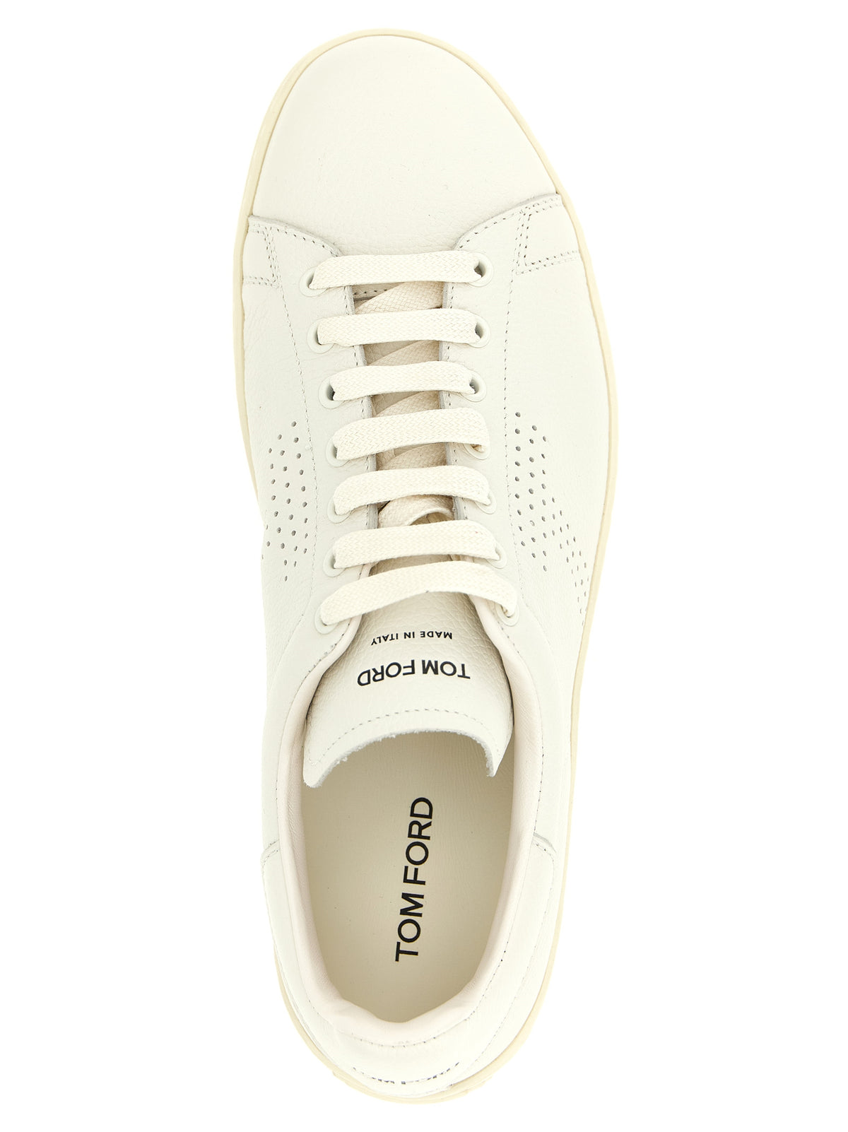Tom Ford White Leather Low-Top Sneakers