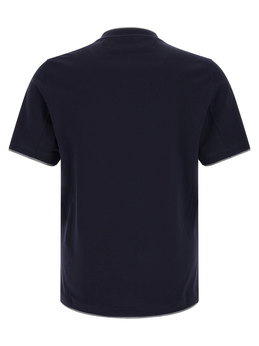 Brunello Cucinelli Blue Cotton T-Shirt