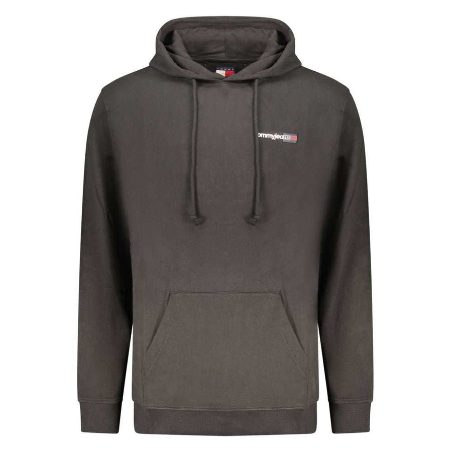 Tommy Hilfiger schwarzes Baumwoll-Sweatshirt mit Logo und zentraler Tasche