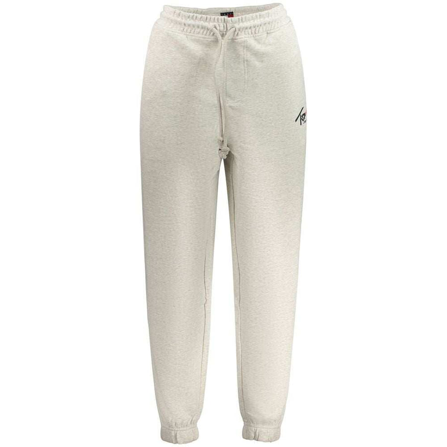 Tommy Hilfiger graue Baumwollhose mit elastischem Bund und Logo-Print