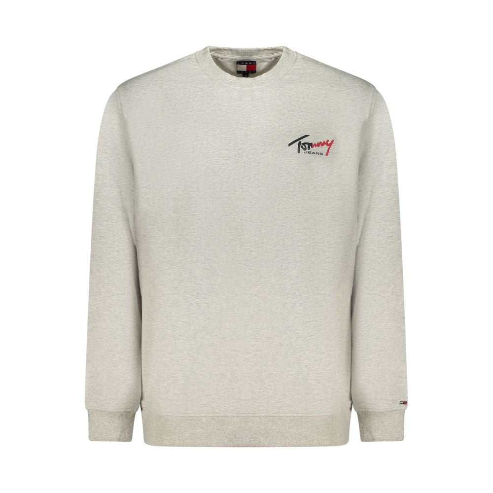 Tommy Hilfiger graues Baumwoll-Sweatshirt für Herren mit Logo-Print und Rundhalsausschnitt