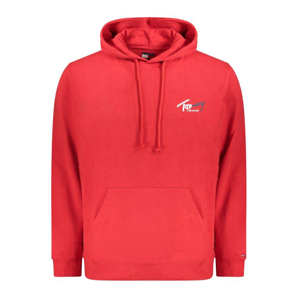 Tommy Hilfiger rotes Herren-Sweatshirt aus 100% Baumwolle mit Kapuze und Logo-Print