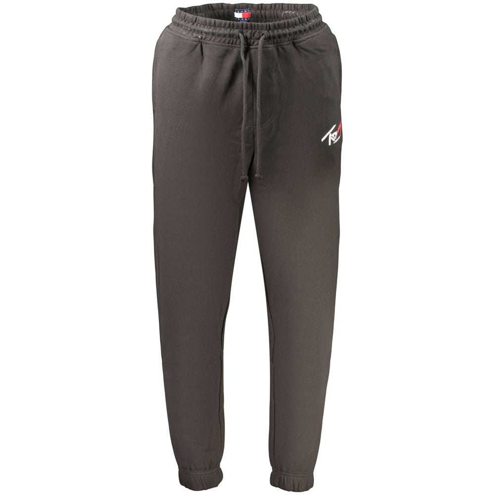 Schwarze Tommy Hilfiger Sporthose aus Baumwolle mit elastischem Bund und auffälligem Print