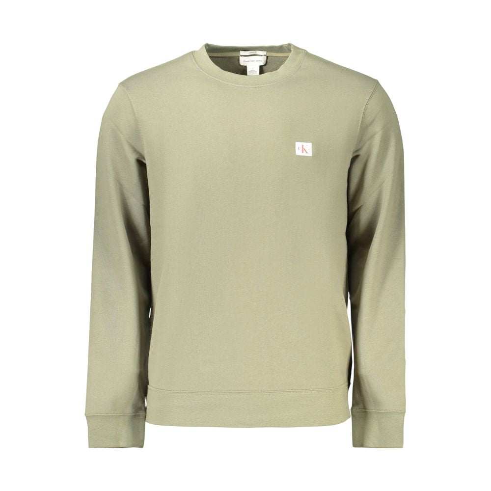 Grüner Calvin Klein Baumwollpullover für Herren mit Rundhalsausschnitt und Logo-Applikation