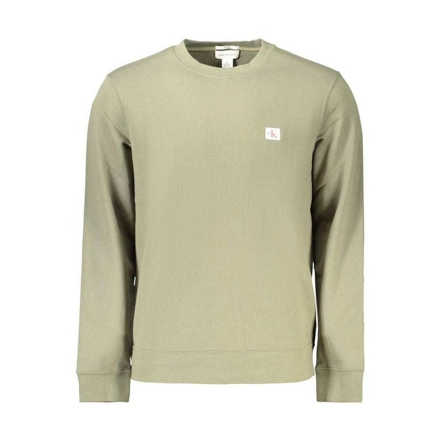 Grüner Calvin Klein Baumwollpullover für Herren mit Rundhalsausschnitt und Logo-Applikation