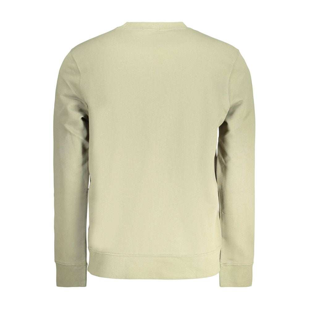 Calvin Klein grüner Baumwollpullover für Herren mit Rundhalsausschnitt und Logo-Applikation