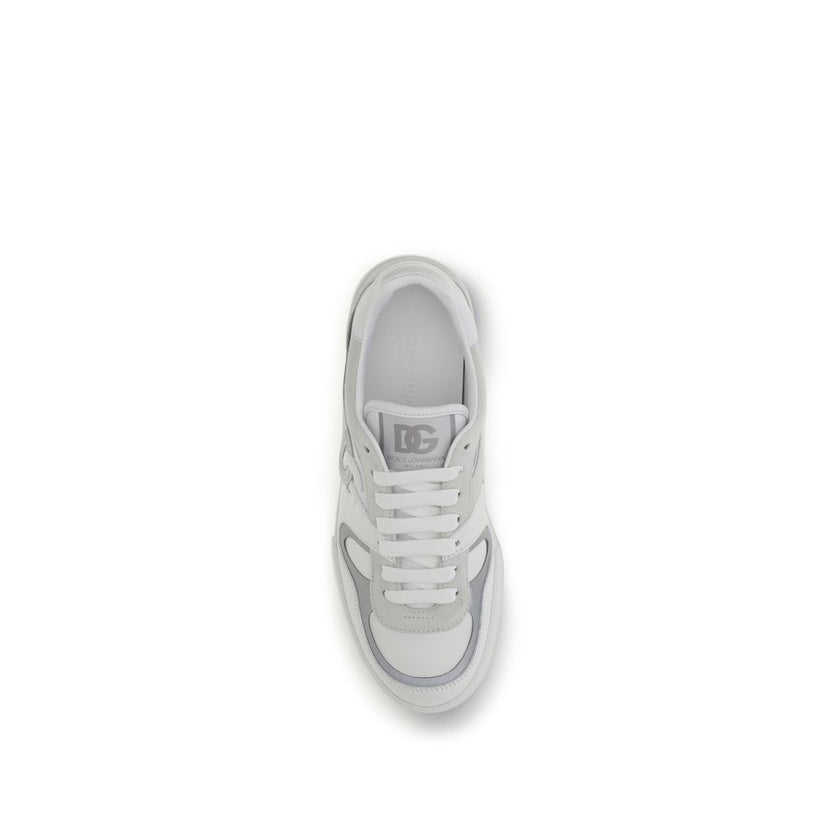 Dolce & Gabbana Weiße Low-Top-Sneaker aus Kalbsleder Bos Taurus