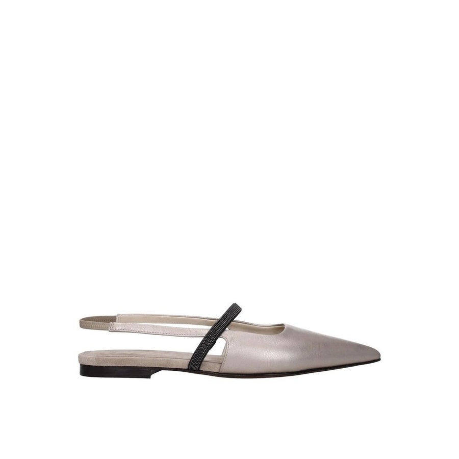 Brunello Cucinelli Beige Leather Ballet Flats