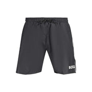 Hugo Boss Herrenshorts aus schwarzem Polyester mit elastischem Bund und Logo-Print