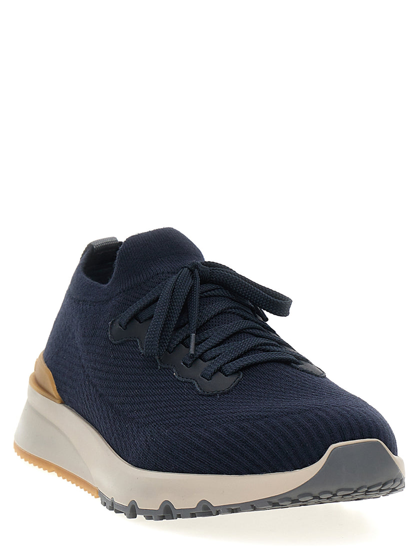 Brunello Cucinelli blaue Woll-Sneaker im Athletic-Stil