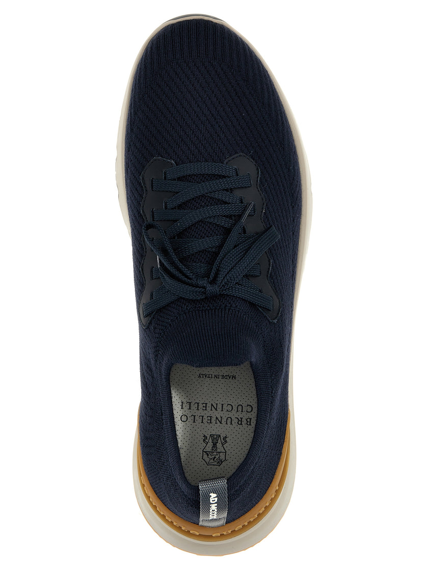 Brunello Cucinelli blaue Woll-Sneaker im Athletic-Stil