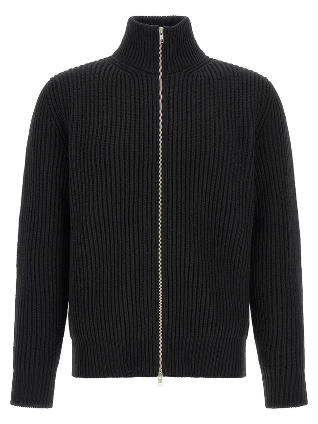 MM6 Maison Margiela Schwarze Wolljacke in voller Länge