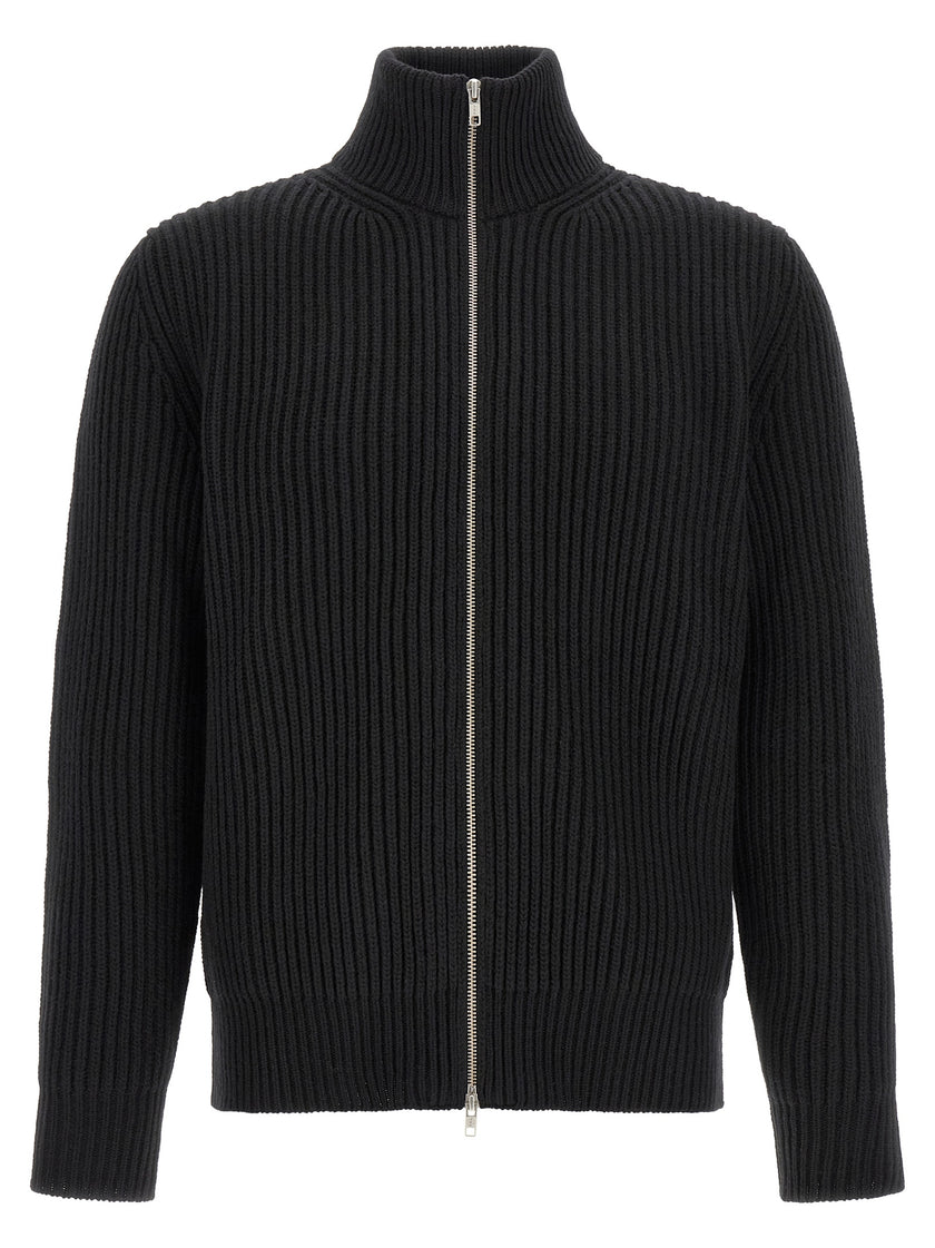 MM6 Maison Margiela Schwarze Wolljacke in voller Länge