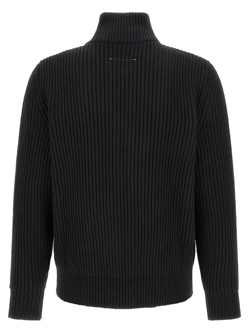 MM6 Maison Margiela Schwarze Wolljacke in voller Länge