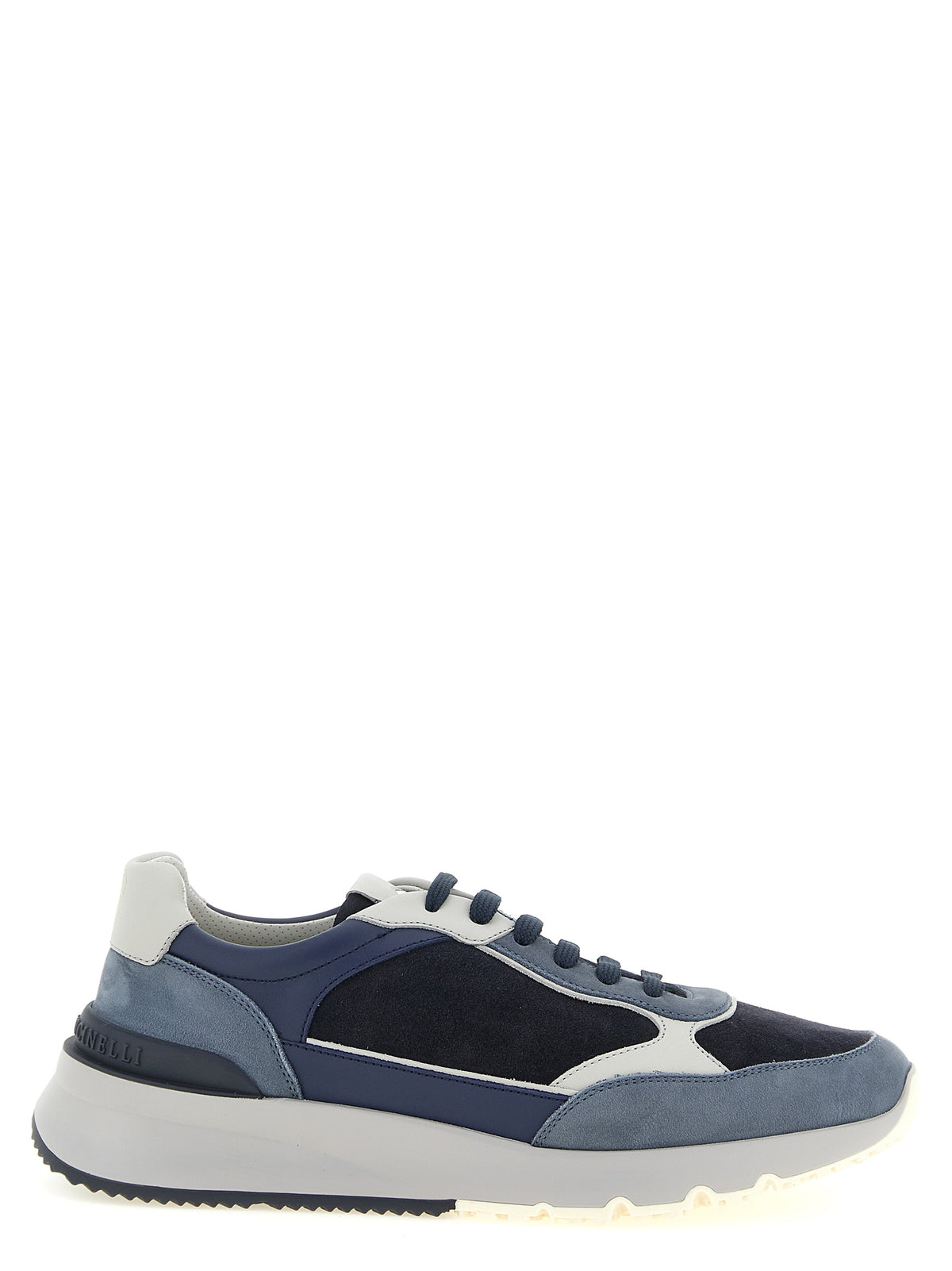 Brunello Cucinelli Blue Athletic-Style Calfskin Sneakers