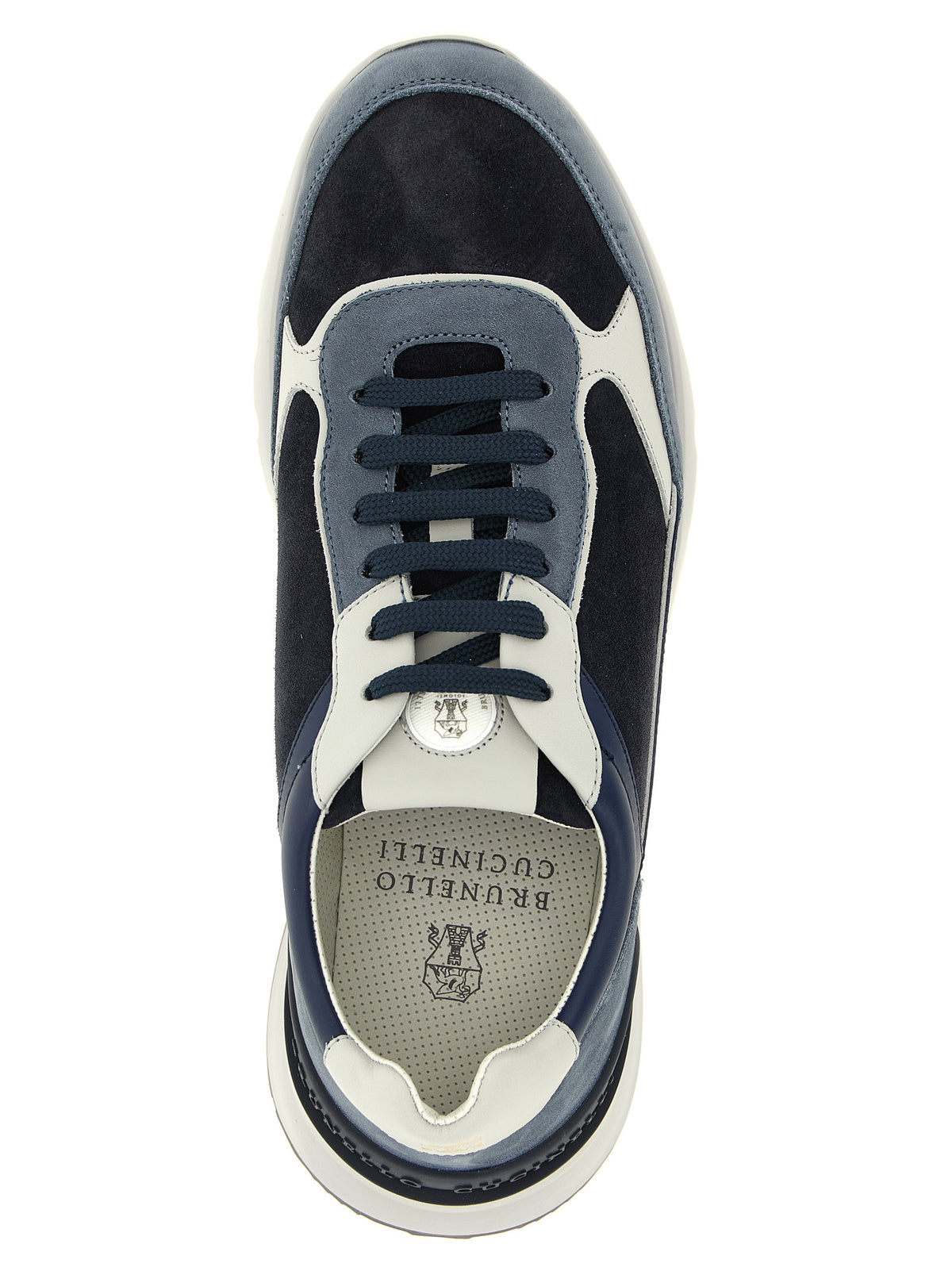 Brunello Cucinelli Blue Athletic-Style Calfskin Sneakers