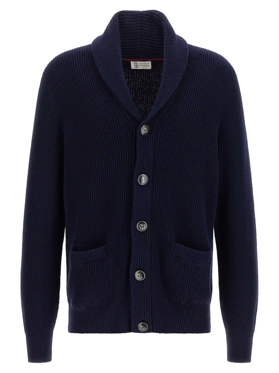Brunello Cucinelli Blue Cotton Cardigan