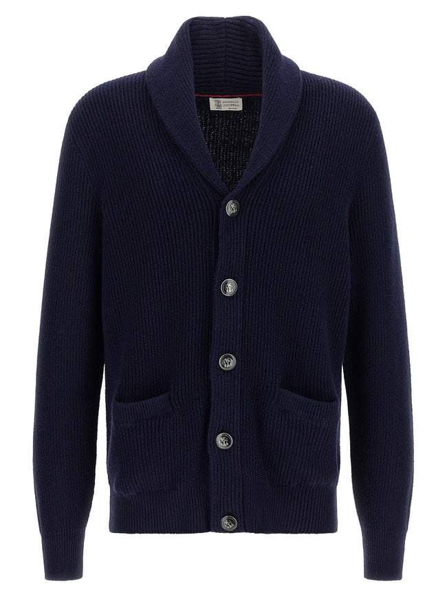 Brunello Cucinelli Blauer Baumwollcardigan
