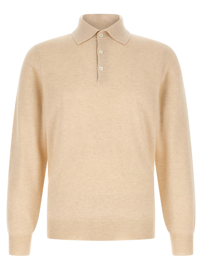 Brunello Cucinelli Beige Kaschmir-Poloshirt