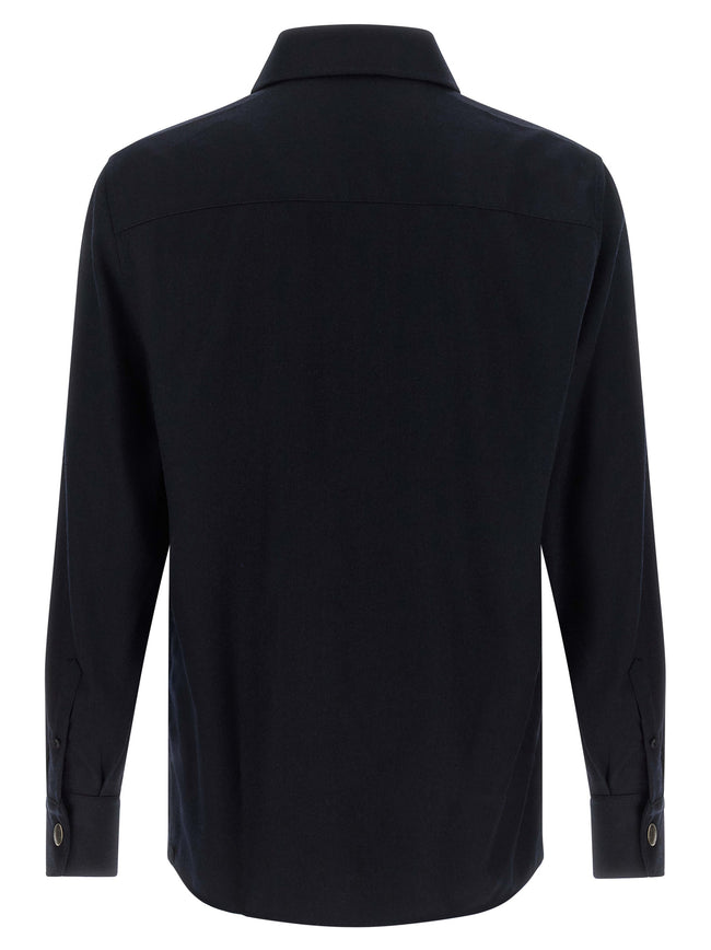 Brunello Cucinelli Bluse aus blauer Schurwolle